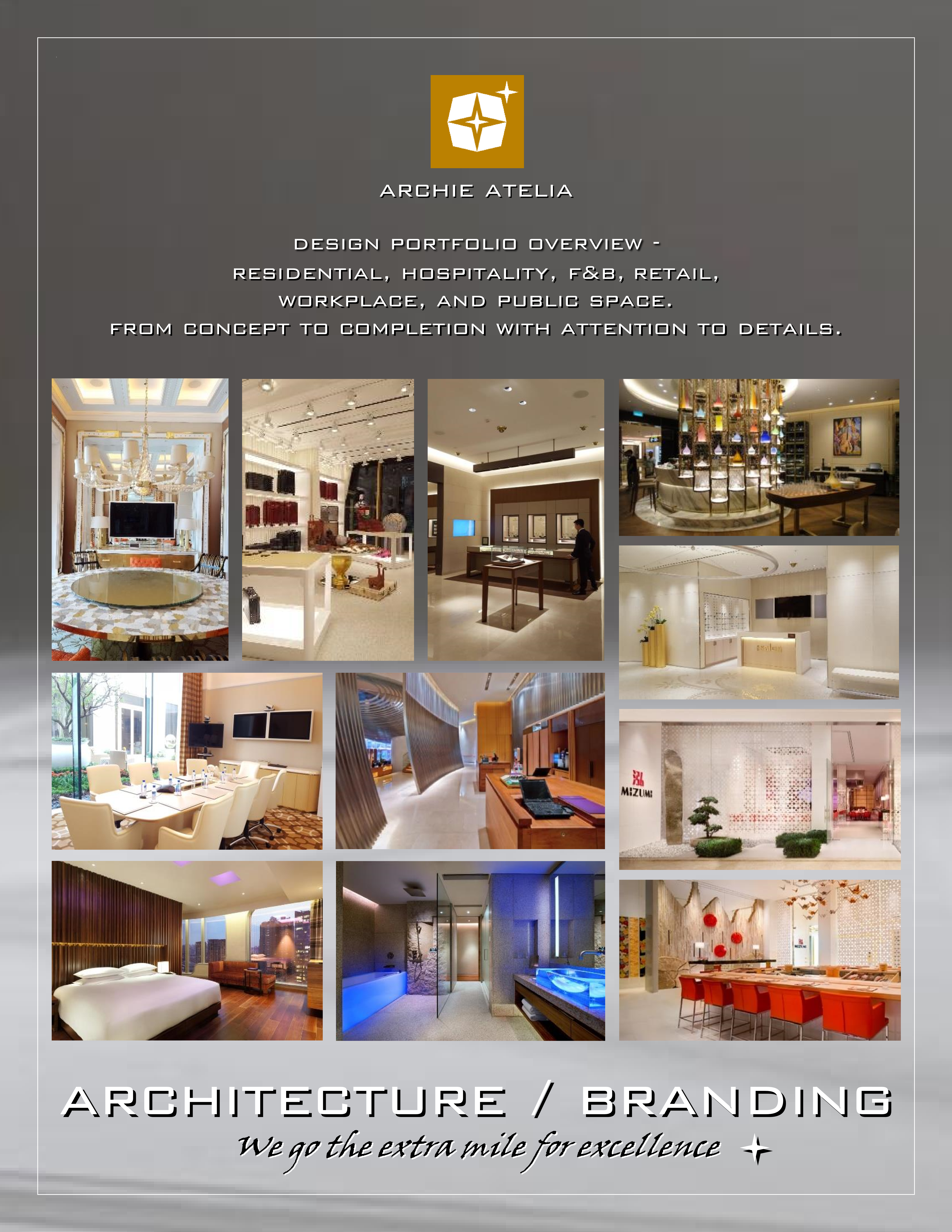 Archie Atelia — Design Portfolio Overview. Residential, Hospitality, F&B, Retail, Workplace and Public Space projects. From concept to completion with attention to details.